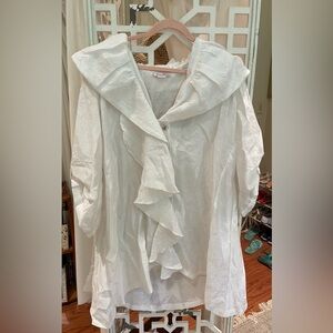 Seven Karat 90s White Ruffle Collar Tunic blouse